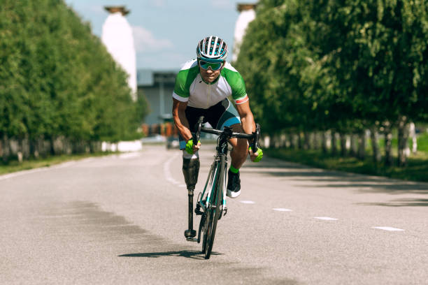 istock Athlete disabled amputee training in cycling 1163877541