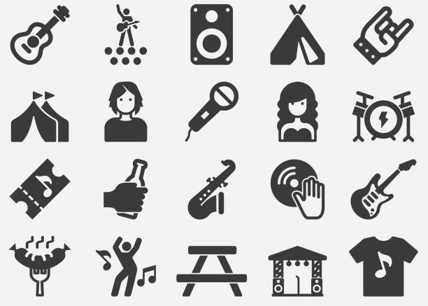 ilustrações de stock, clip art, desenhos animados e ícones de music festival silhouette icons - jazz dance