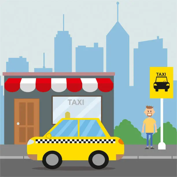 Vector illustration of Cabstand vector illustration