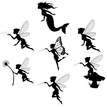 fairy silhouette collections in white backgorund