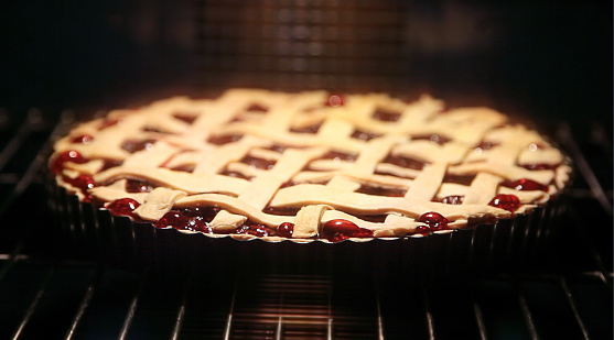 Cherry  pie in oven
