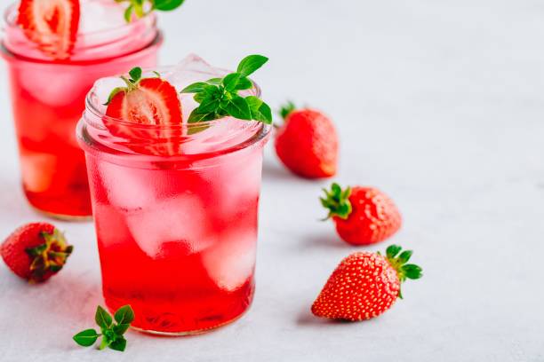 istock Strawberry Basil Iced Tea or lemonade in a jars 1163888618