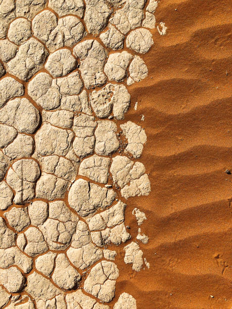 赤い砂漠の砂のエグデに美しい自然の泥のパターン - red mud ストックフォトと画像
