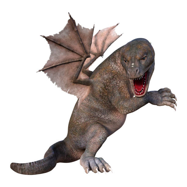 istock 3D illustration fantasy dragon on white 1163889844