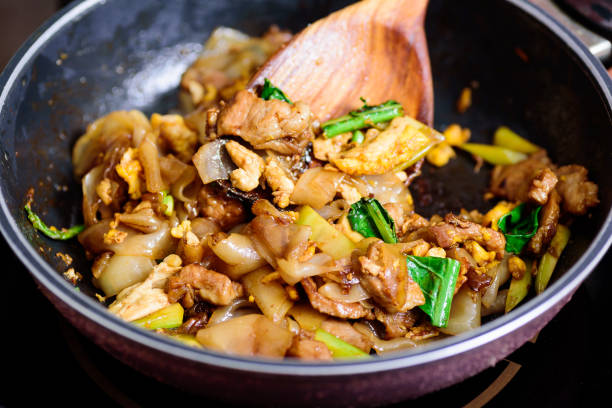 istock Stir fried rice noodle in soy sauce 1163889935