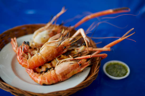 istock Grilled prawns with spicy sauce 1163890995