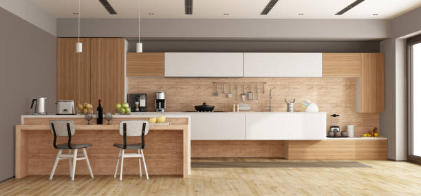 istock White and wooden modern kitchen 1163891251