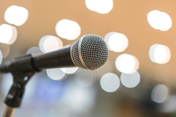 istock Microphone in meeting room for a conference 1163895352