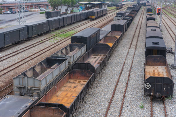 istock Freight trains Cargo transportation on railways in train parking 1163895395