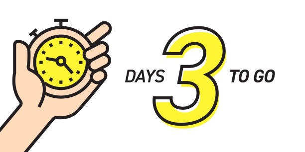 ilustrações, clipart, desenhos animados e ícones de três dias de contagem regressiva esquerda modelo de ilustração vetorial - minute hand number 8 clock number 7