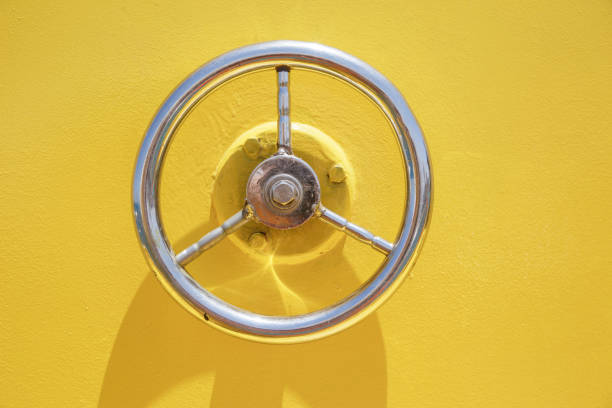 Wheel hatch on yellow vessel door