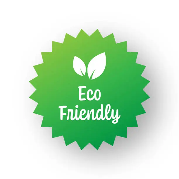 Vector illustration of Eco Friendly Badge Template. Label Badge with Leaves. Organic Products and Organic Food Badge.