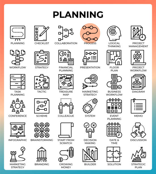 planungskonzept-symbolsatz - planung stock-grafiken, -clipart, -cartoons und -symbole