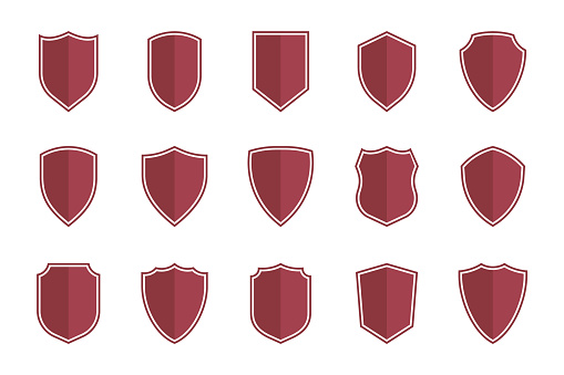 set of vector shields in flat style, shield icons vector illustration