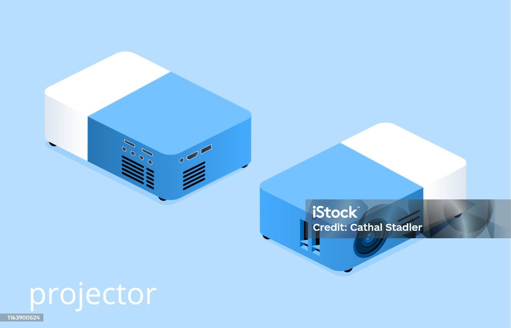 Isometric 3d Vector Illustration Presentation Projector Front And Back ...