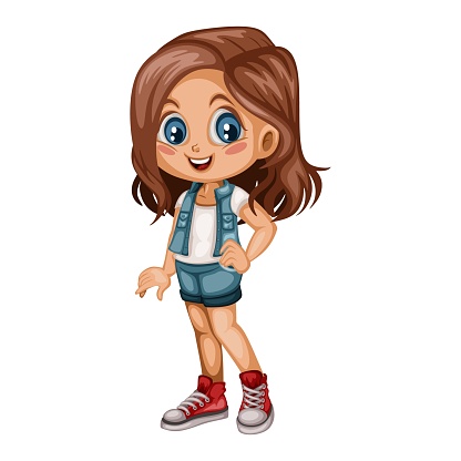 Cartoon Illustration Of A Cute Cheerful Girl Wearing Beautiful Dress Little  Kid Cartoon Stock Illustration - Download Image Now - iStock