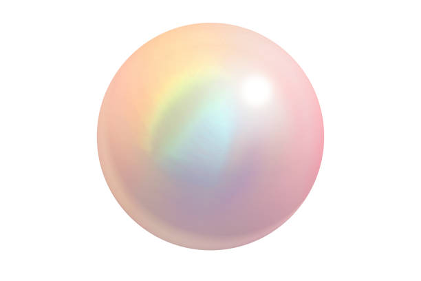 istock Realistic single shiny natural rainbow sea pearl with light effects isolated on white background. Spherical beautiful orb with transparent glares and highlights. Jewel gems. 3D render. 1163900788