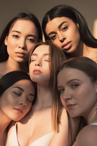 istock five dreamy multicultural girls posing at camera in sunlight 1163900907