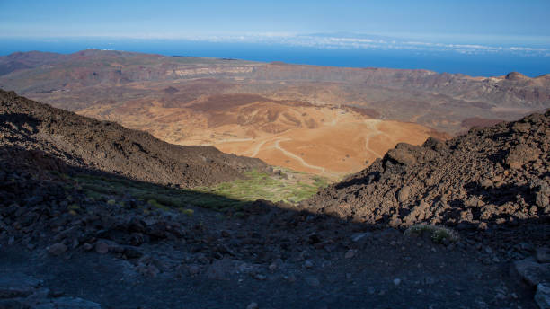 istock Ascent to the peak of Teide by the white mountain path. 1163900935