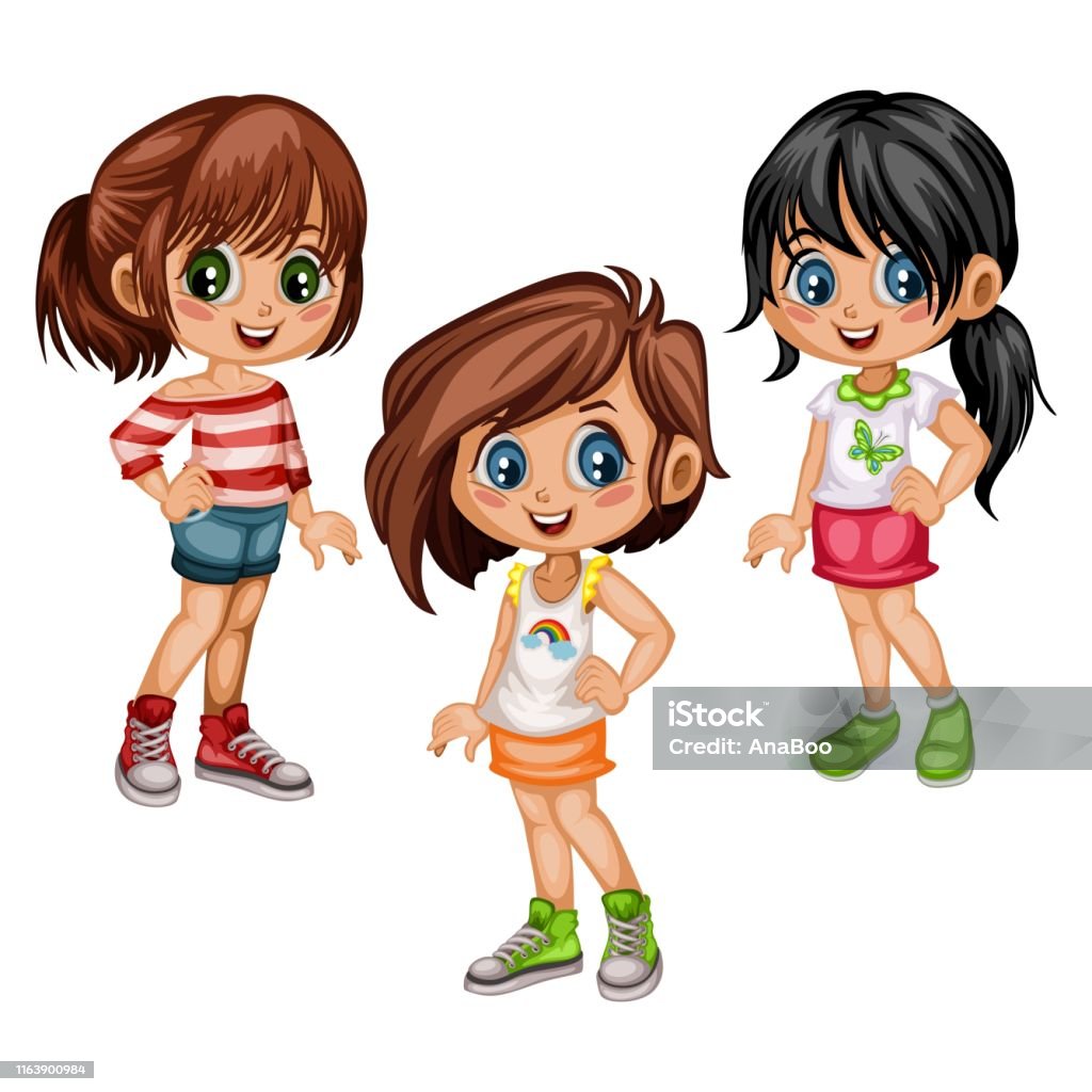 Cartoon Illustration Of A Cute Cheerful Girl Wearing Beautiful Dress Little Kid  Cartoon Stock Illustration - Download Image Now - iStock