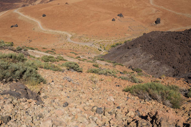 istock Ascent to the peak of Teide by the white mountain path. 1163903113