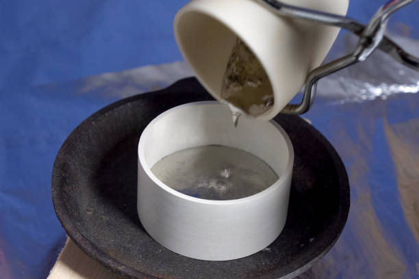 istock Pouring molten lead in ceramic ware. Heat-resistant ceramics. 1163905341