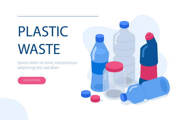 plastic waste Plastic pollution concept. Can use for backgrounds, infographics, hero images. Flat style modern vector illustration. plastic bottles stock illustrations