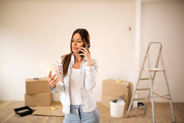 istock Young woman holding color palette. 1163908801