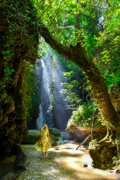 The woman at the waterfall.