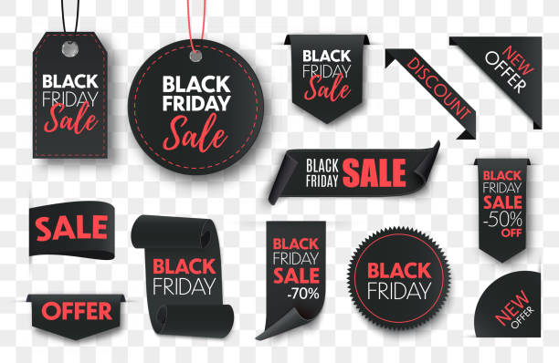 Black friday sale ribbon banners collection isolated. Black friday sale ribbon banners collection isolated. Vector price tags isolated dealing cards stock illustrations