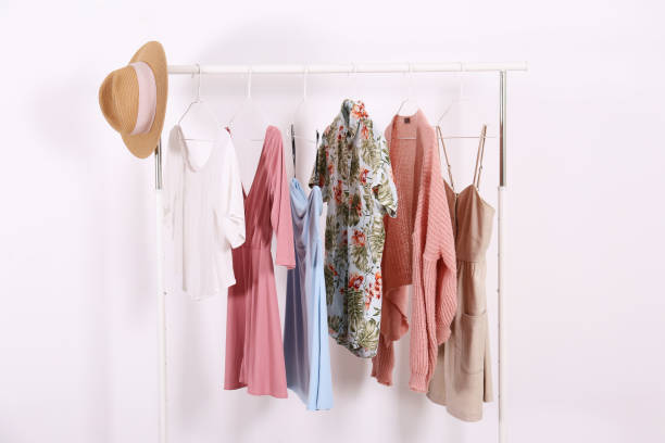 istock Different colorful casual clothing hanging in row. 1163913912