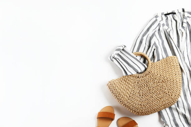 istock Fashionable clothing set lying on white background. 1163914126