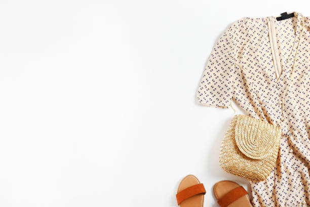 istock Fashionable clothing set lying on white background. 1163914189