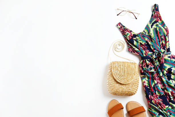istock Fashionable clothing set lying on white background. 1163914190