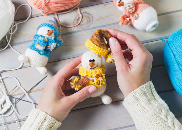 istock Knitting. Hand Crochet.  Female hand knit hook. 1163915586