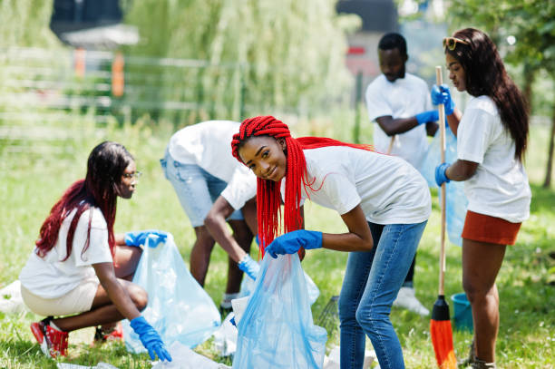 istock Group of happy african volunteers 1163916742