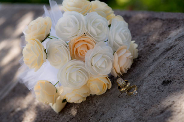 istock Bridal Flower Wedding Rings Married 1163916943