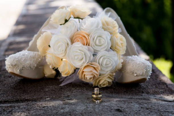 istock Bridal Flower Wedding Rings Married 1163916991