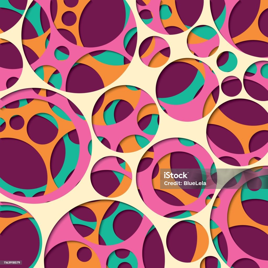 Vector Cut Out Paper Cut Out Background With 3d Effect Circles In Vibrant Colors ...