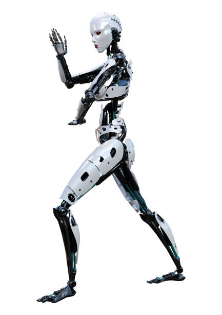istock 3D illustration female robot on white 1163919975