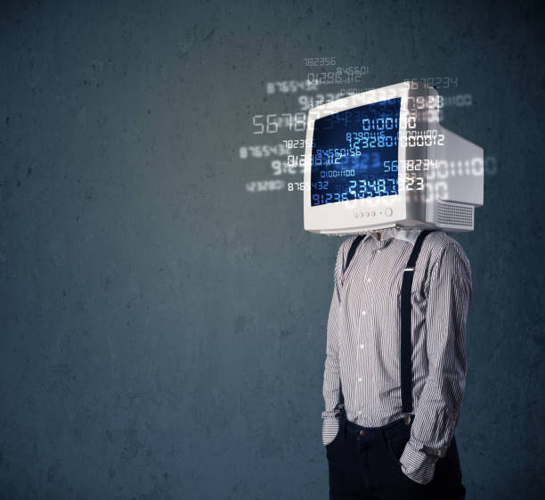 istock Human cyber monitor pc calculating computer data concept 1163921686