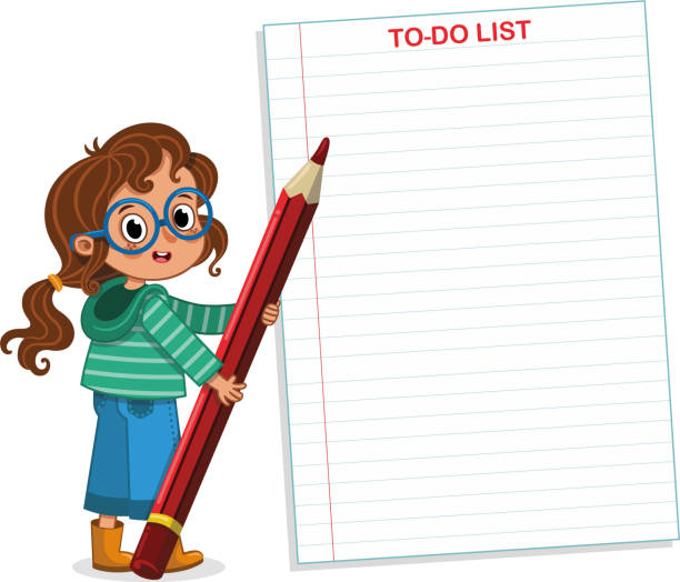 Smart girl’s to do list. Smart girl’s to do list. Vector illustration. pencil cartoon stock illustrations