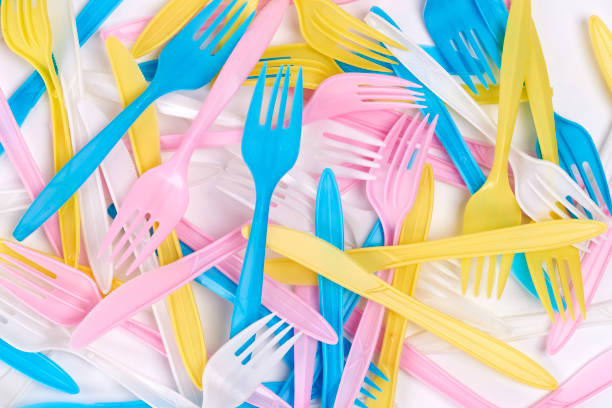 istock Close up of colored,  plastic forks 1163924274