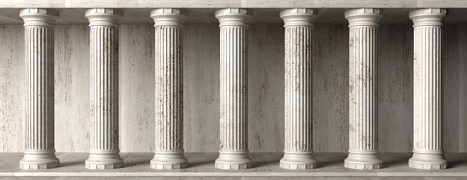 Fachada de edificio clásico, columnas de mármol de piedra. Ilustración 3d photo