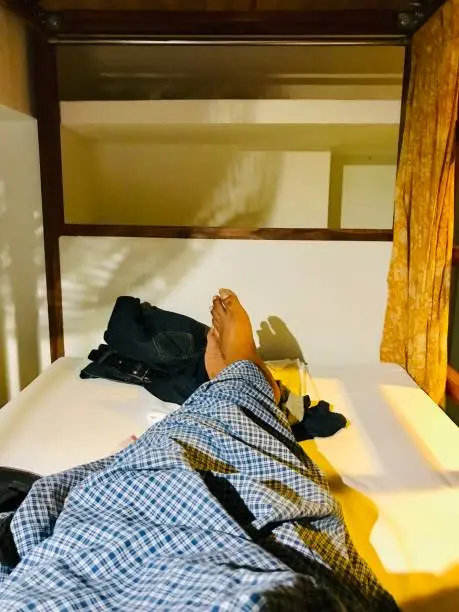 Myself in my bunkbed at a hotel in Jaipur