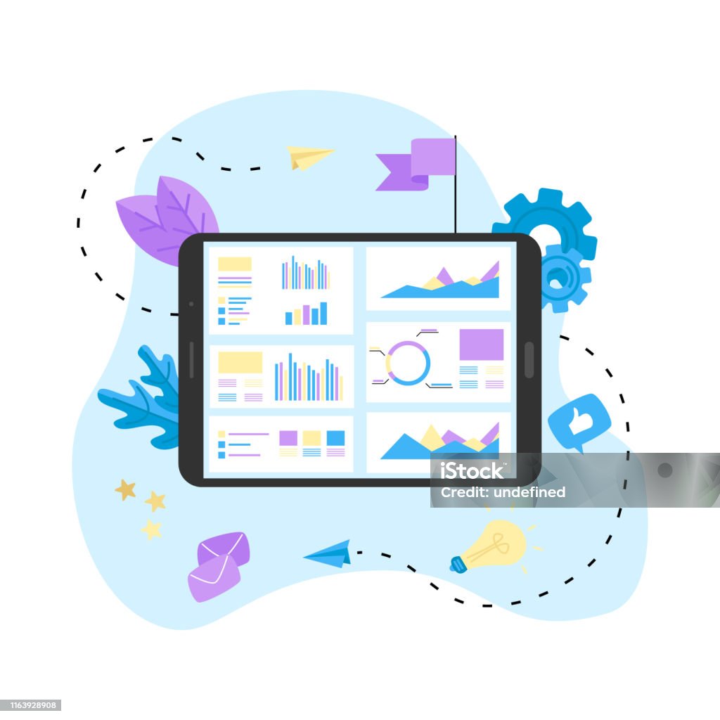 Data Analysis Design Concept Graph Diagram And Statistics On Business ...