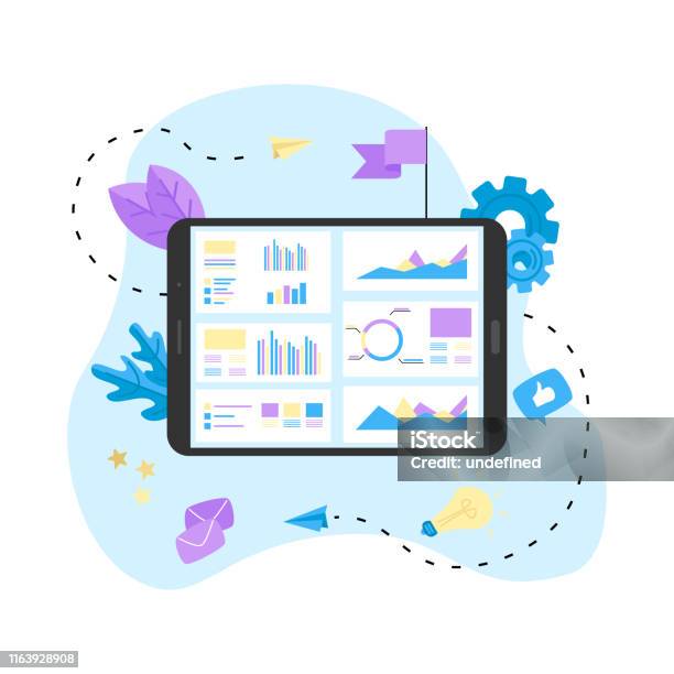 Data Analysis Design Concept Graph Diagram And Statistics On Business ...