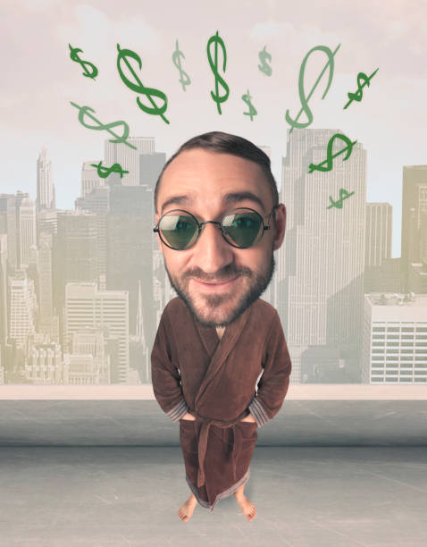 istock Big head person with idea dollar marks 1163929349