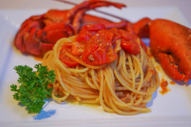 istock Lobster Spaghetti Bolognese in Italian restaurant 1163932196