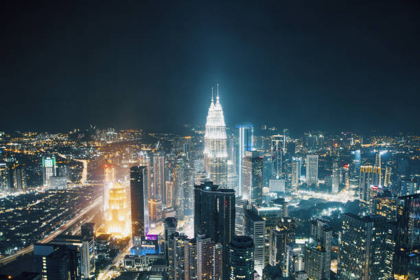 istock Night Kuala Lumpur city background 1163932353